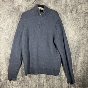 7 Diamonds Sweater Mens Large Blue Grand Teton 1/4 Zip Mock Neck Knit Pullover